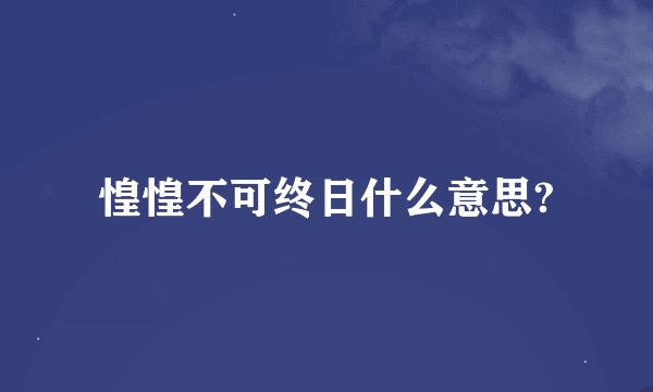 惶惶不可终日什么意思?