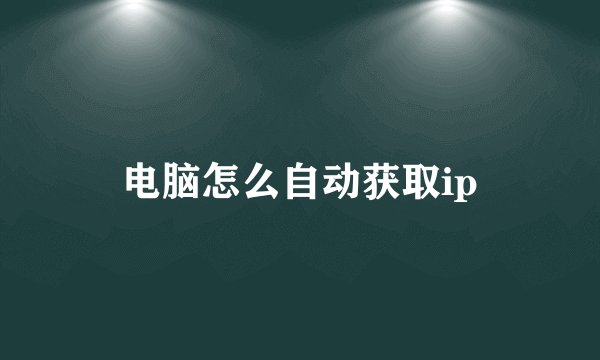 电脑怎么自动获取ip