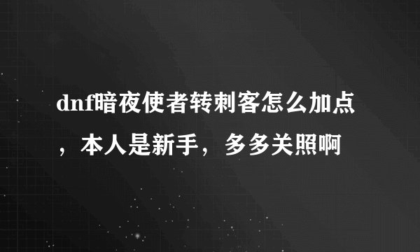 dnf暗夜使者转刺客怎么加点，本人是新手，多多关照啊