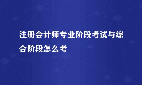 注册会计师专业阶段考试与综合阶段怎么考