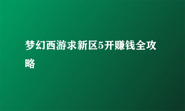 梦幻西游求新区5开赚钱全攻略