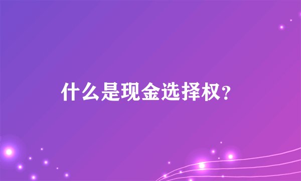 什么是现金选择权？