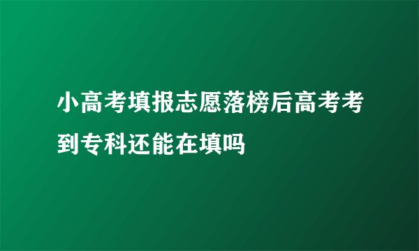 小高考填报志愿落榜后高考考到专科还能在填吗