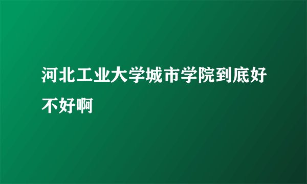 河北工业大学城市学院到底好不好啊