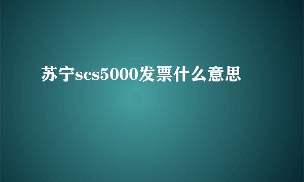 苏宁scs5000发票什么意思