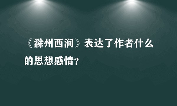 《滁州西涧》表达了作者什么的思想感情？