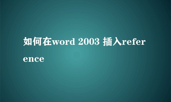 如何在word 2003 插入reference