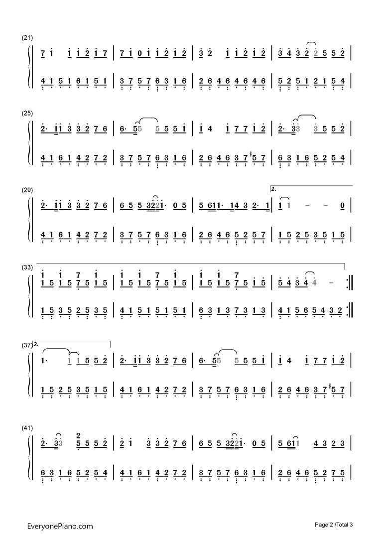 一路向北简谱版