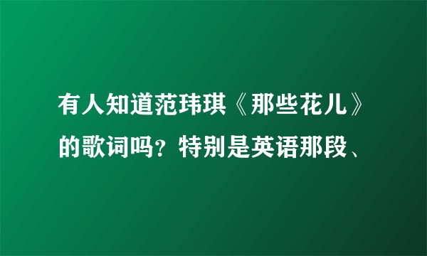 有人知道范玮琪《那些花儿》的歌词吗？特别是英语那段、