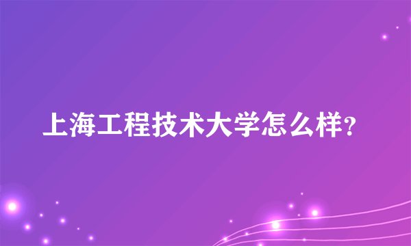 上海工程技术大学怎么样？