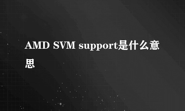 AMD SVM support是什么意思