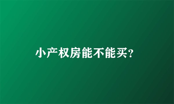 小产权房能不能买？