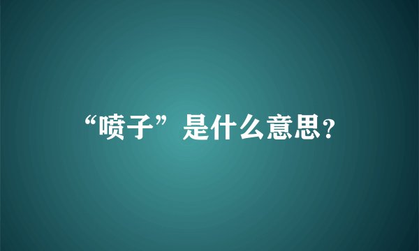 “喷子”是什么意思？