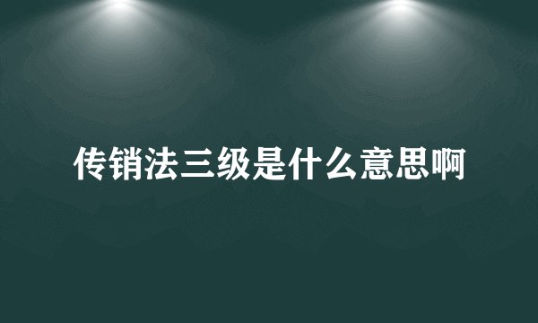 传销法三级是什么意思啊