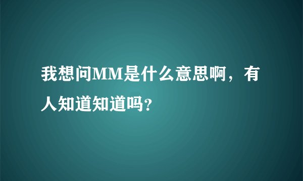 我想问MM是什么意思啊，有人知道知道吗？