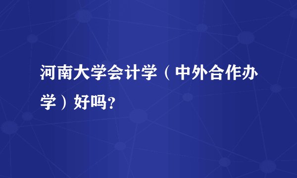 河南大学会计学（中外合作办学）好吗？