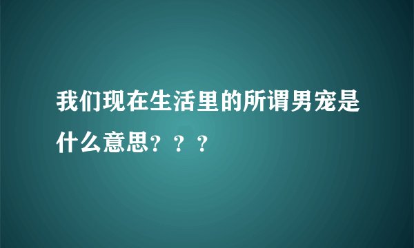 我们现在生活里的所谓男宠是什么意思？？？