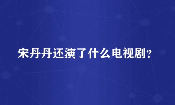 宋丹丹还演了什么电视剧?