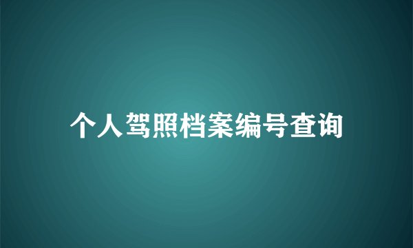 个人驾照档案编号查询