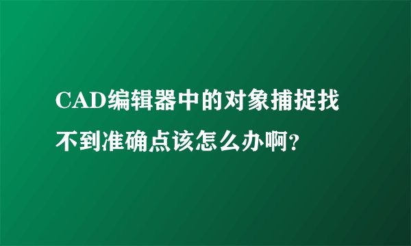 CAD编辑器中的对象捕捉找不到准确点该怎么办啊?