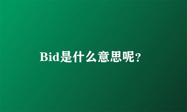 Bid是什么意思呢？