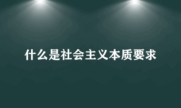 什么是社会主义本质要求