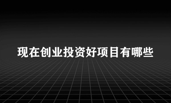 现在创业投资好项目有哪些