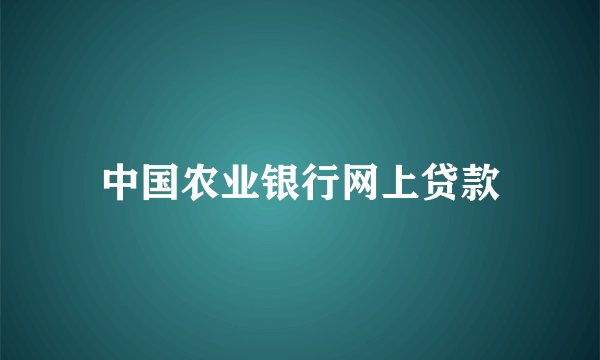 中国农业银行网上贷款