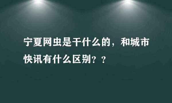 宁夏网虫是干什么的，和城市快讯有什么区别？？