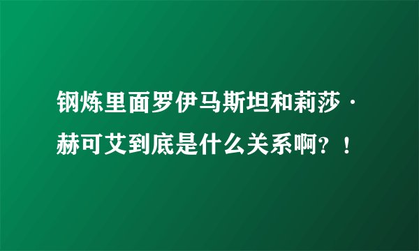 钢炼里面罗伊马斯坦和莉莎·赫可艾到底是什么关系啊？！