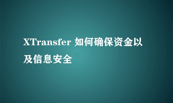 XTransfer 如何确保资金以及信息安全