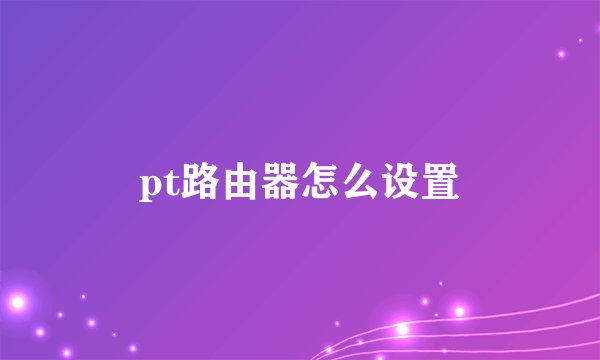 pt路由器怎么设置