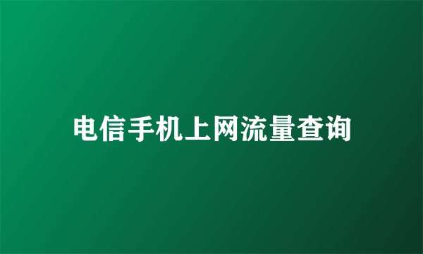 电信手机上网流量查询