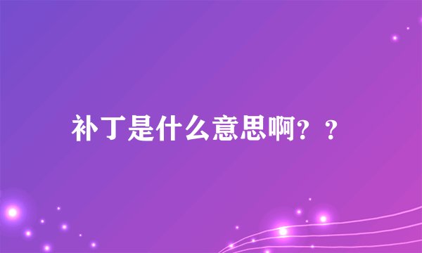 补丁是什么意思啊？？