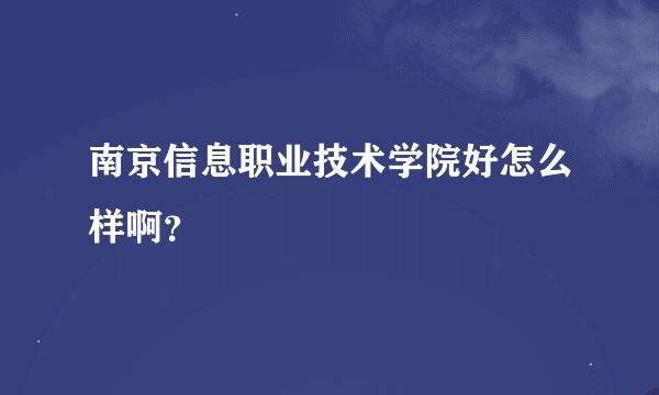 南京信息职业技术学院好怎么样啊？