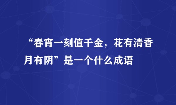 “春宵一刻值千金，花有清香月有阴”是一个什么成语
