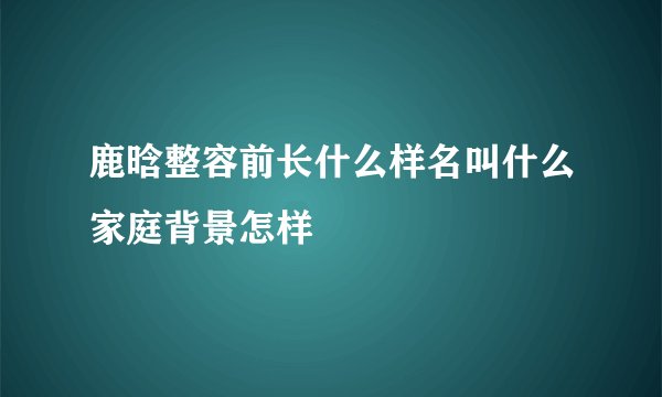 鹿晗整容前长什么样名叫什么家庭背景怎样