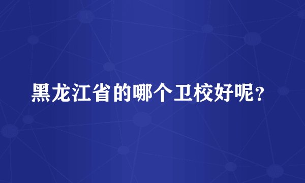 黑龙江省的哪个卫校好呢？