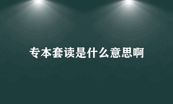 专本套读是什么意思啊