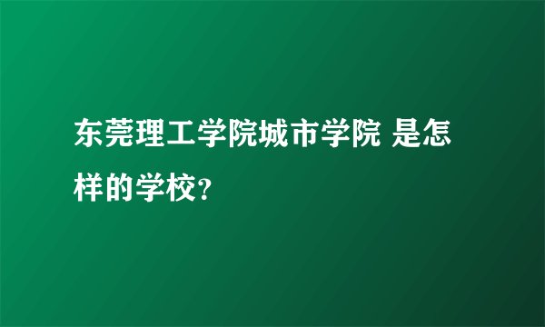 东莞理工学院城市学院 是怎样的学校？