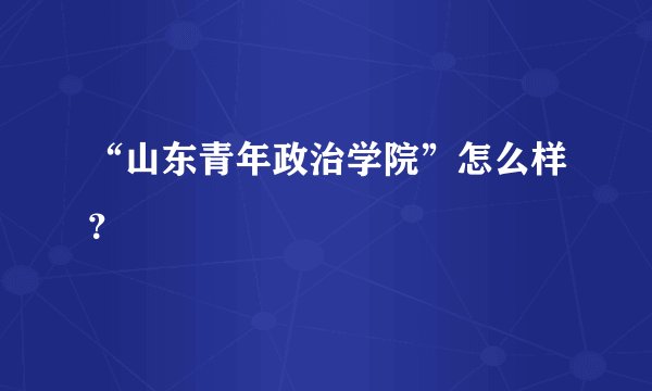 “山东青年政治学院”怎么样？