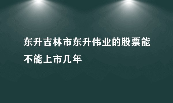 东升吉林市东升伟业的股票能不能上市几年