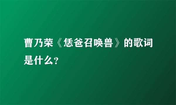 曹乃荣《恁爸召唤兽》的歌词是什么？