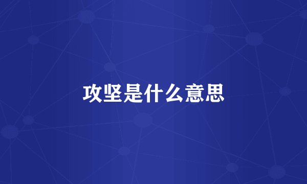 攻坚是什么意思