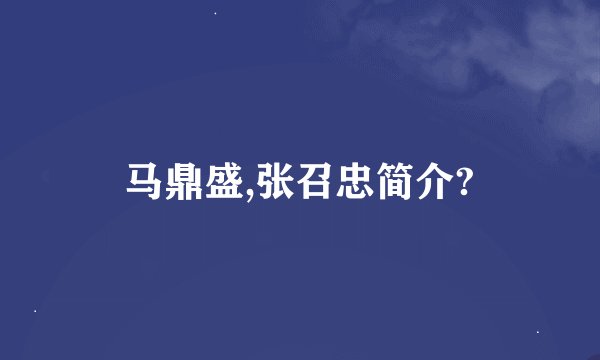 马鼎盛,张召忠简介?