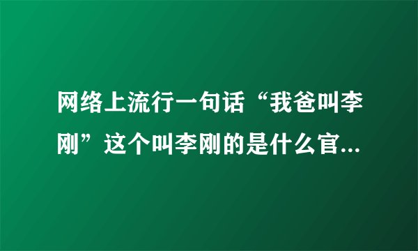 网络上流行一句话“我爸叫李刚”这个叫李刚的是什么官呀？是不是和包青天差不多的官，清兼、公正的好官！