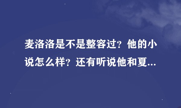 麦洛洛是不是整容过？他的小说怎么样？还有听说他和夏河分手了是吗？
