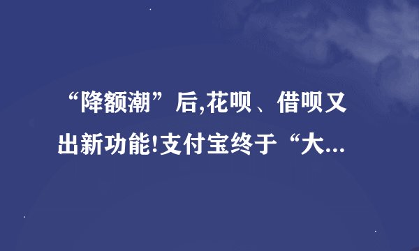“降额潮”后,花呗、借呗又出新功能!支付宝终于“大方”了一次_百度...