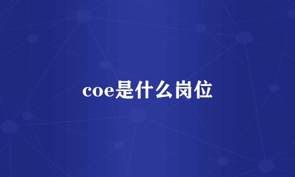 coe是什么岗位