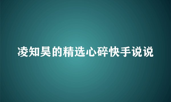 凌知昊的精选心碎快手说说